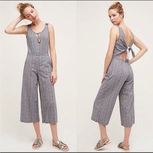 Anthropologie elevenses geometric pattern jumpsuit